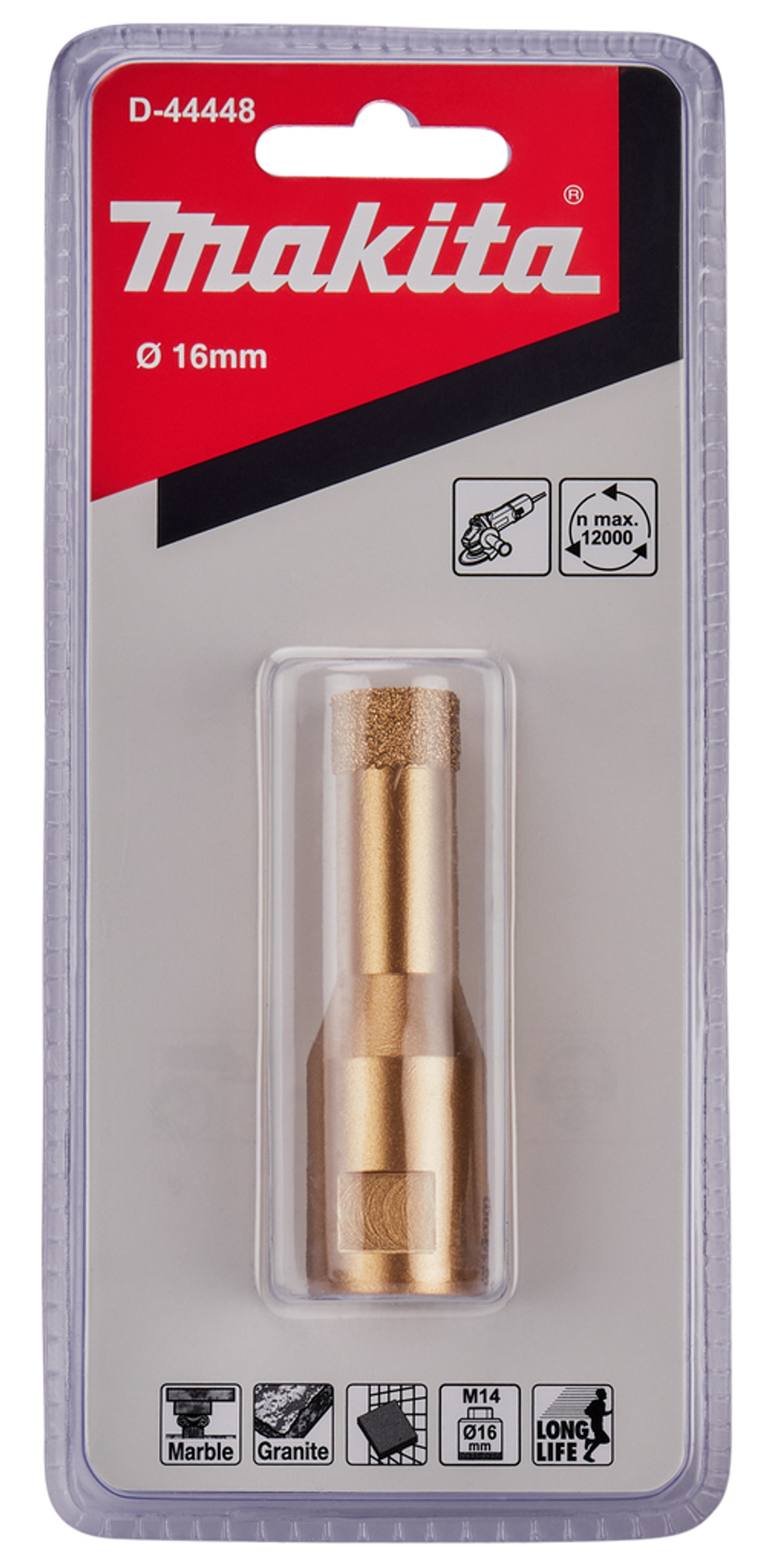 Коронка алмазная M14x2, 16 мм для УШМ Makita D-44448