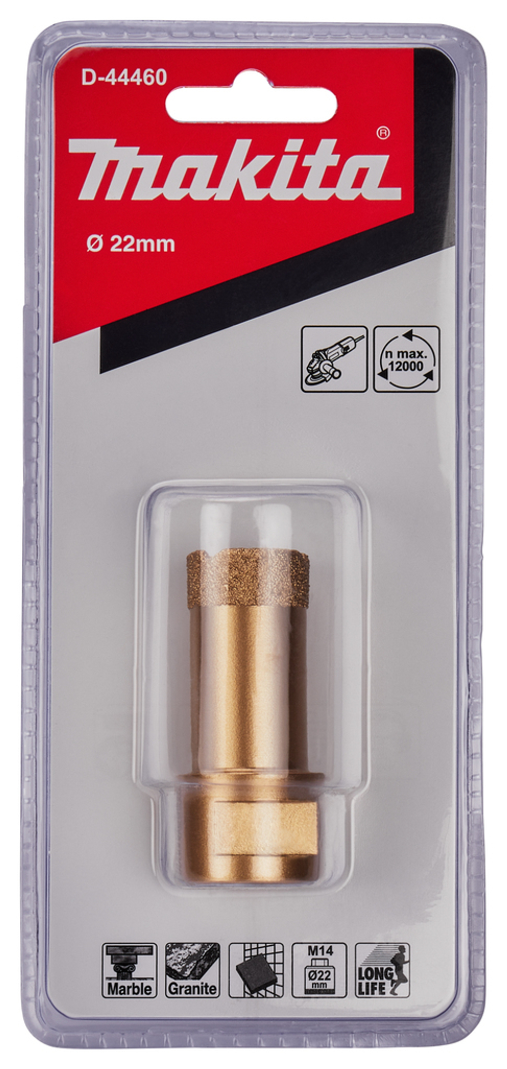 Алмазная коронка M14x2, 22 мм для УШМ Makita D-44460