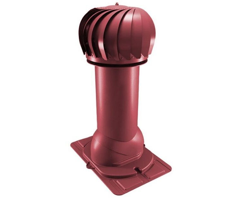 Роторная вентиляция с универсальным проходным элементом d110мм, h-550мм утепленная, красное вино RAL 3005