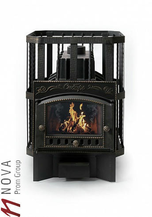 Печь для бани чугунная Сибирь-32 чугунная дверка (со стеклом) сетка