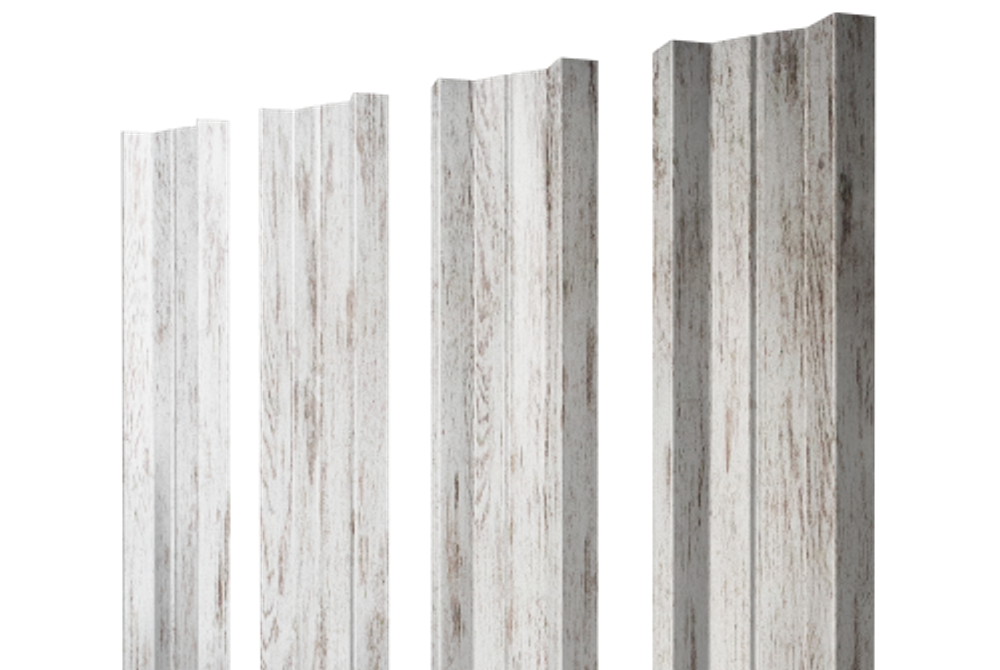 Штакетник М-образный А с прямым резом 0,45 Print Elite Snow Wood TwinColor