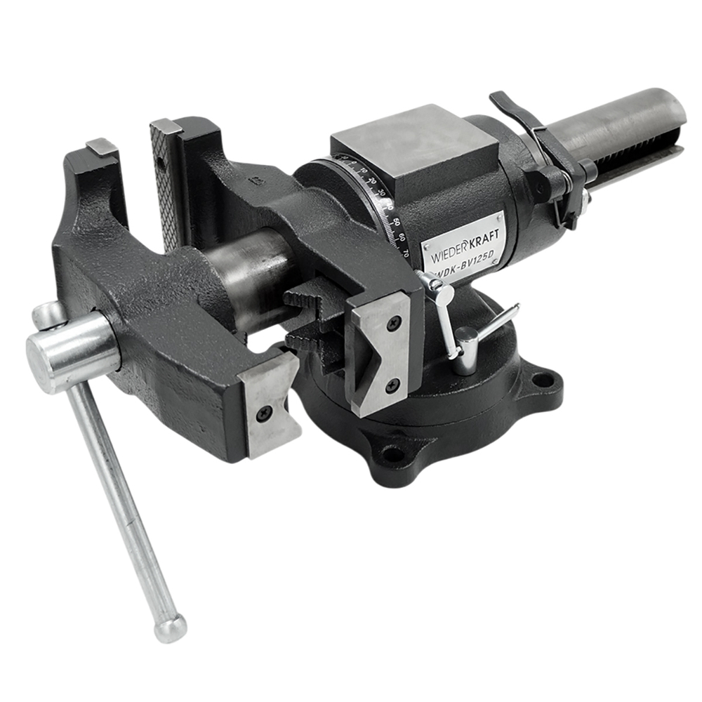 WDK-BV125D Профессиональные слесарные тиски 125 мм, регулировка в двух плоскостях 360 градусов