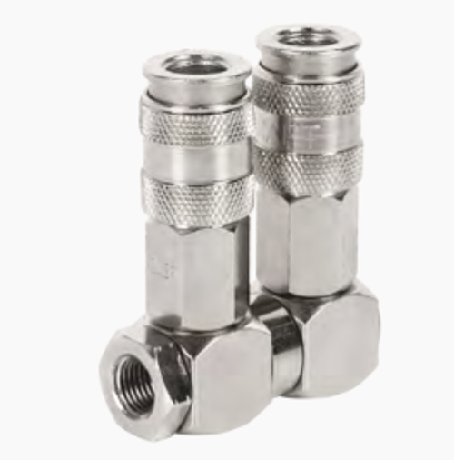 WDK-83RL Разветвитель пневматический с вращающимися соединениями, вход с резьбой 1/4" (F), 2 выхода