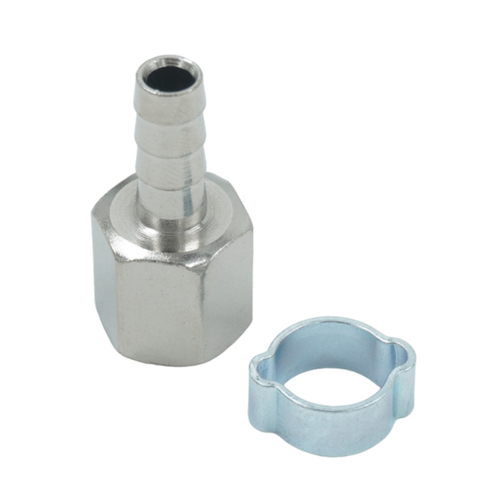 OPT-72008HF Штуцер пневматический ёлочка с обжимным кольцом, внутренняя резьба 1/4", 8 мм