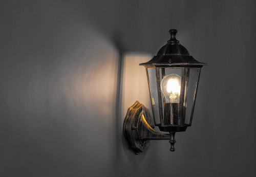 Светильник садово-парковый Feron 6101/PL6101 шестигранный на стену вверх 60W E27 230V, черное золото 11125