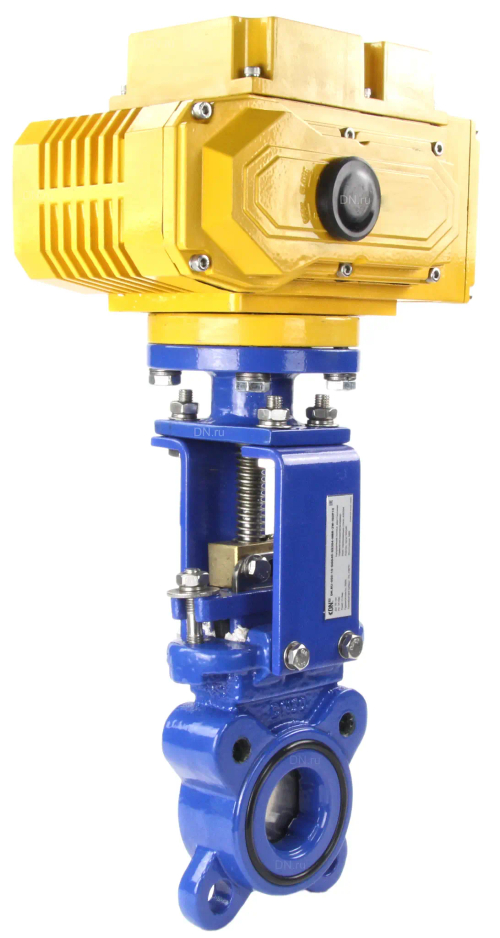 Задвижка шиберная ножевая DN.ru GVKN1331N-2W-Fb-ISO Ду50 Ру10 межфланцевая, с невыдвижным шпинделем, корпус - чугун GGG-40, уплотнение - NBR, с электроприводом DN.ru MT-N-005EM-О1-220AC-У1 220В