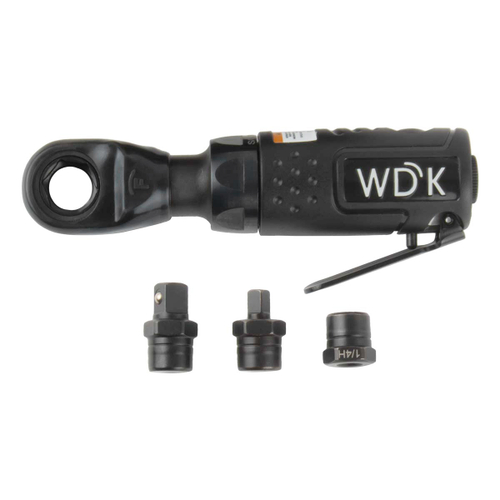 WDK-21340 Пневматическая трещотка со сменными приводами 1/4", 3/8", привод для бит 1/4" (6,3 мм)