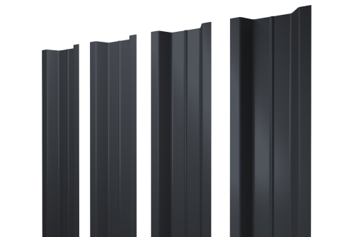 Штакетник П-образный В с прямым резом 0,45 Drap RAL 7024 мокрый асфальт