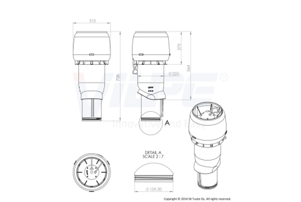 Вентилятор Vilpe Eсo220Р 160/500 серый