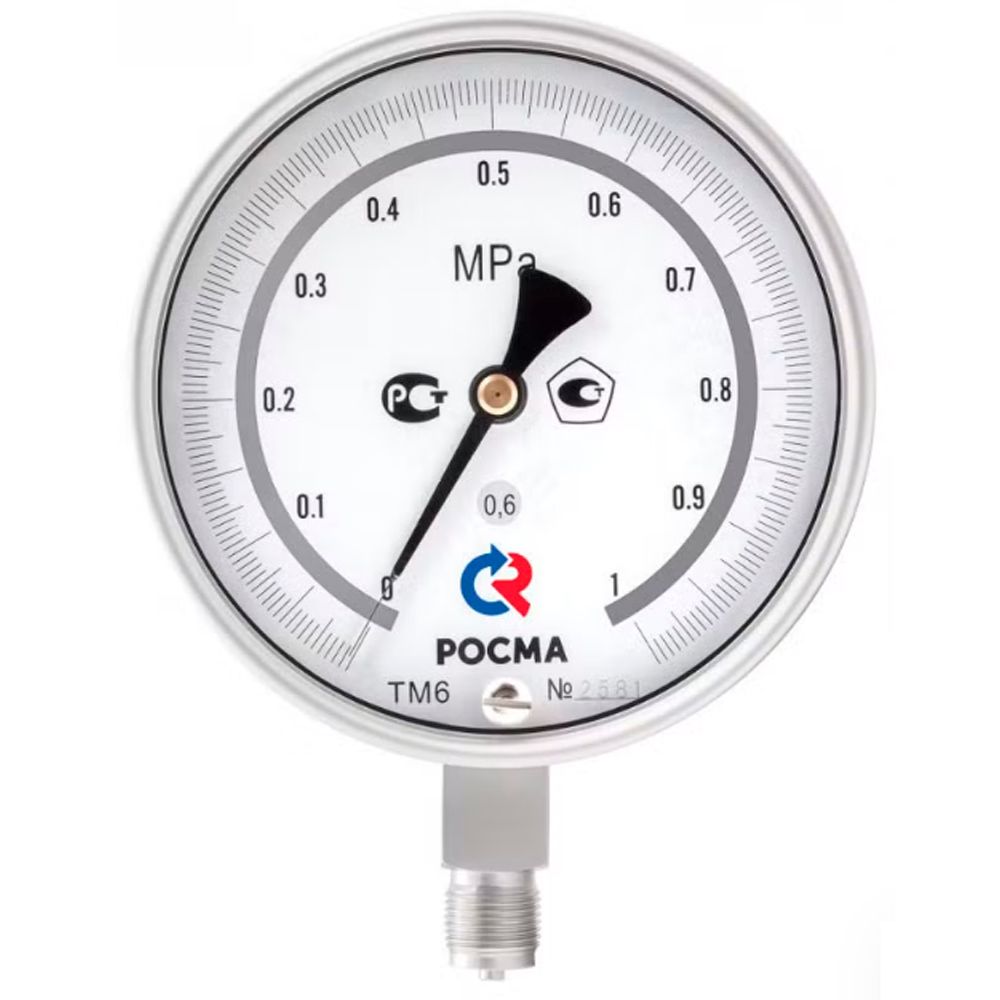 Вакуумметр точных измерений Росма ТВ-621РМТИ.GG (-G.1-GMPa) М2Gх1.5 G.6 коррозионностойкий виброустойчивый (готовый к гидрозаполнению) 15Gмм, тип - ТВ-621Р, радиальное присоединение, -G.1-GМПа, резьба М2Gх1.5, класс точности G.6