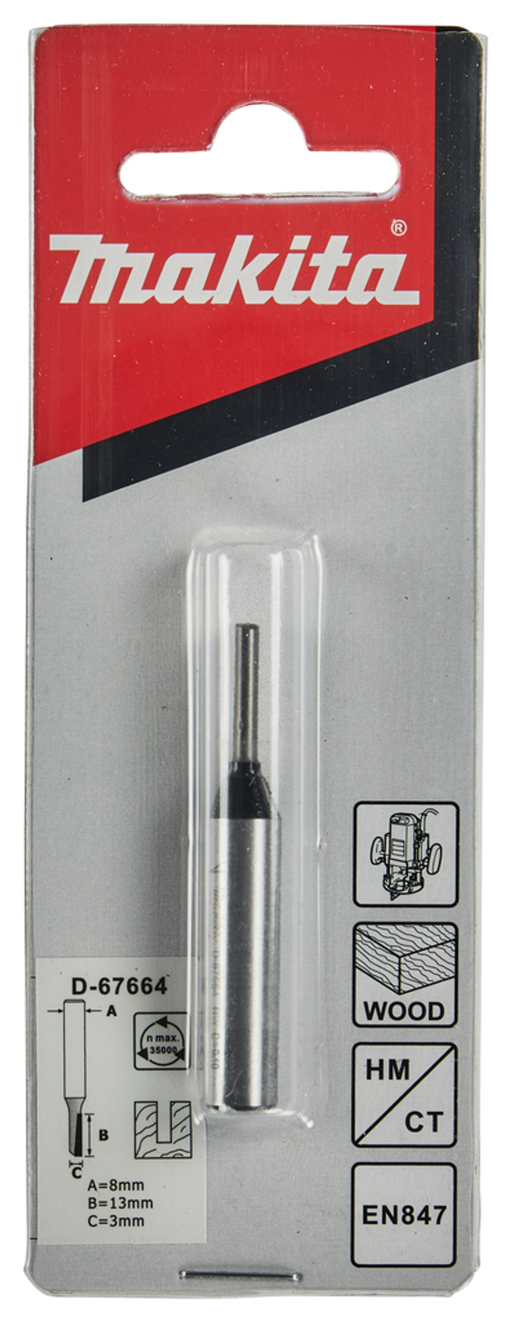 Фреза пазовая 3х13, S8, 1T Makita D-67664