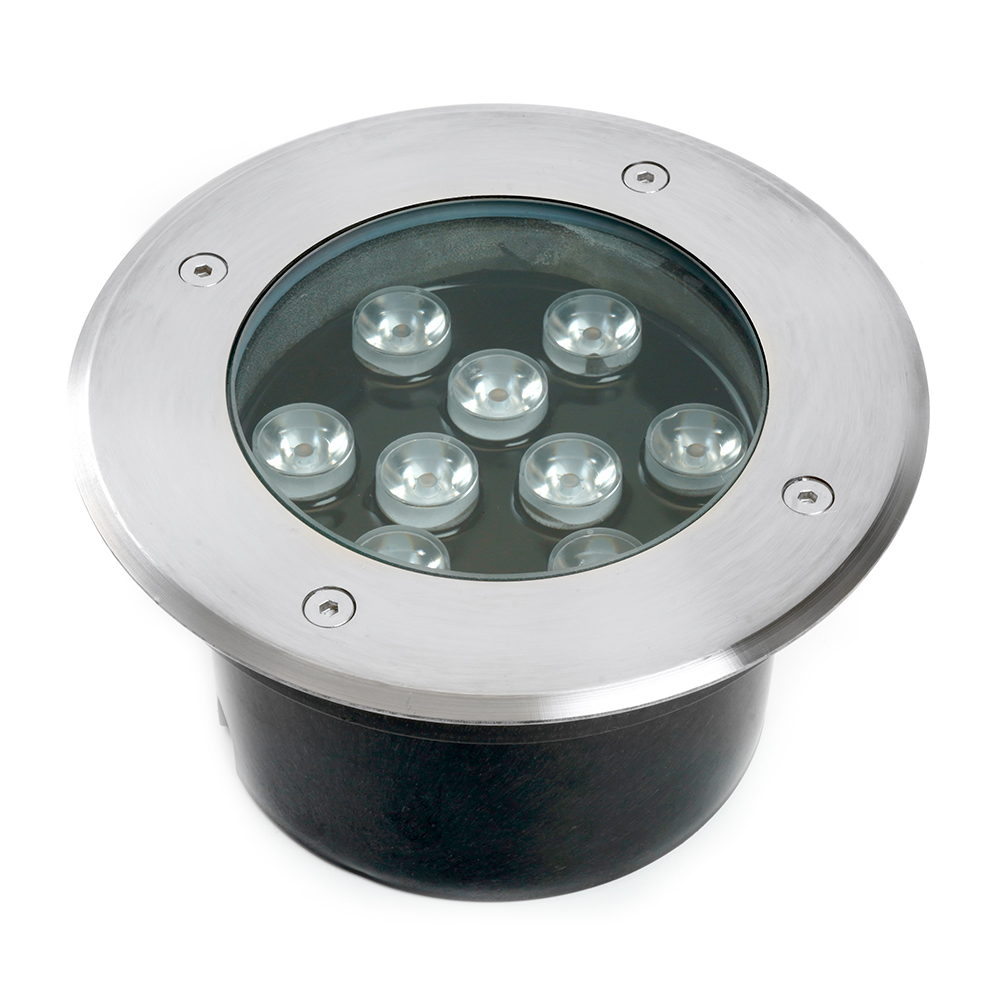Светодиодный светильник тротуарный (грунтовый) Feron SP2803,10W, AC 12V, низковольтный, 4000К, металлик, D160*H90mm, вн.диаметр: 110mm, IP67 48347