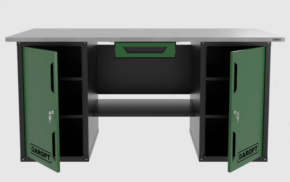 Верстак двухтумбовый с ящиком, зеленый 1800*700 Garopt, GT1800DDY1.green
