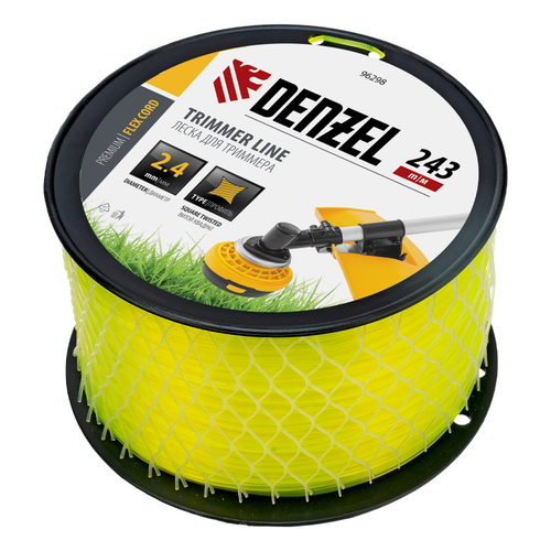 Леска для триммера витой квадрат, 2,4мм х 243м, на DIN катушке FLEX CORD// Denzel