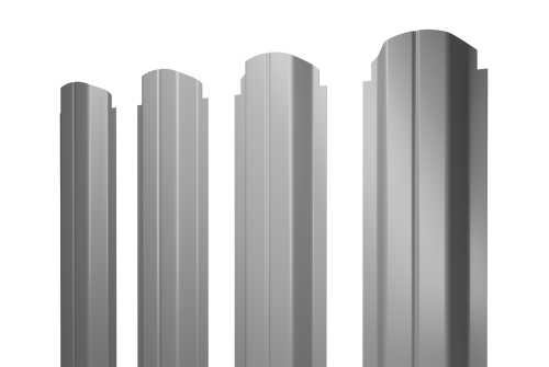 Штакетник П-образный А фигурный 0,45 PE RAL 9006бело-алюминиевый