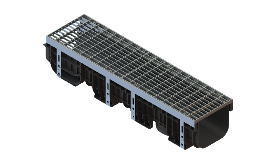 Лоток пластиковый PolyMax Drive DN200 h200 с решеткой ячеистой ОС кл.А15 (к-т)