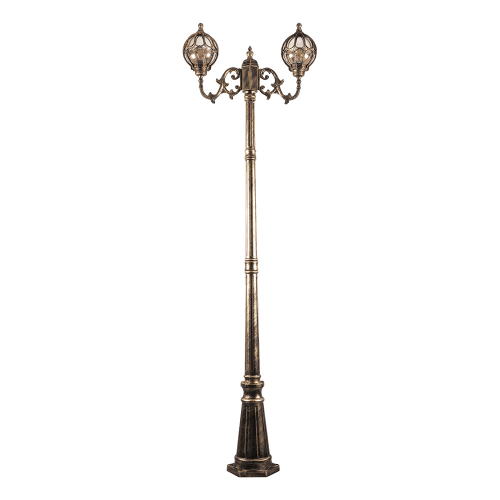 Светильник садово-парковый Feron PL3708 круглый, столб 2*60W 230V E27, черное золото 11384