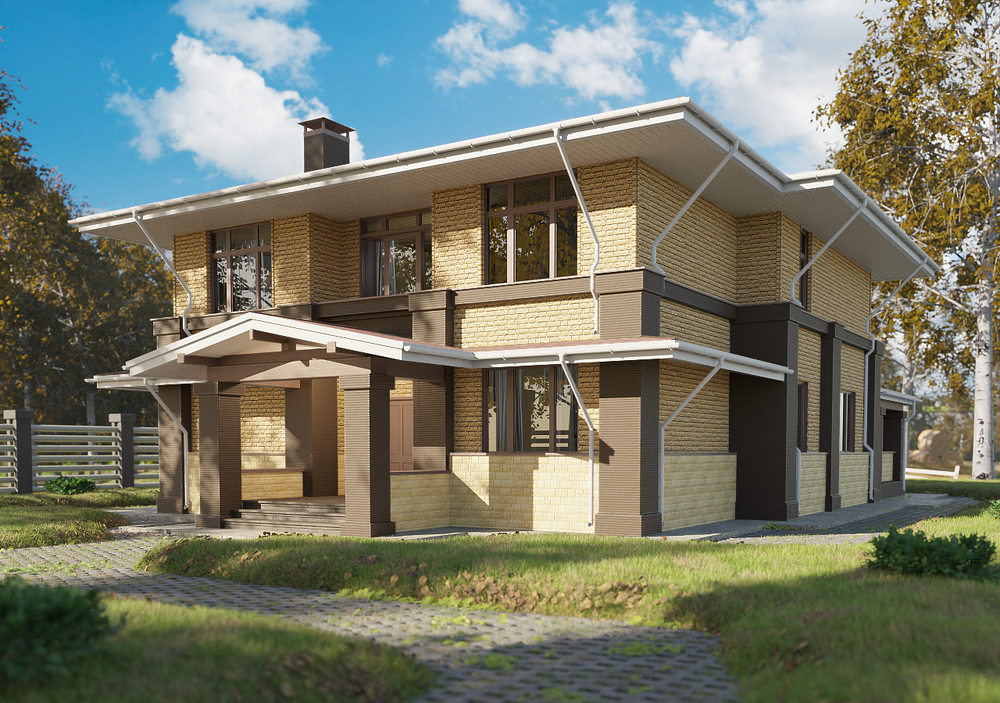 Сайдинг LUX под камень, Bergart, пекан