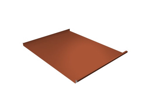 Фальц двойной стоячий Grand Line 0,5 Satin Matt TX с пленкой на замках RAL 8004 терракота