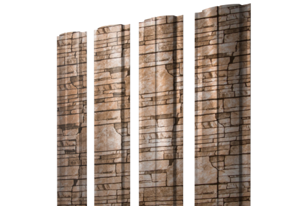 Штакетник Полукруглый Slim с прямым резом 0,45 Print Elite Sand Stone TwinColor