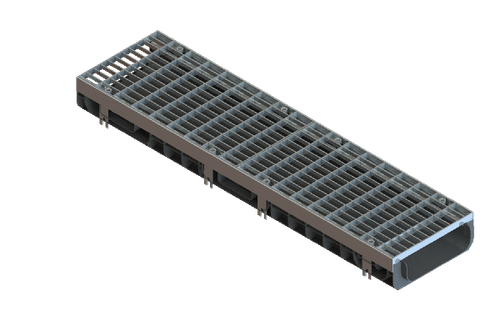 Лоток пластиковый PolyMax Drive DN200 h80 с решеткой ячеистой ОС кл.А15 (к-т)
