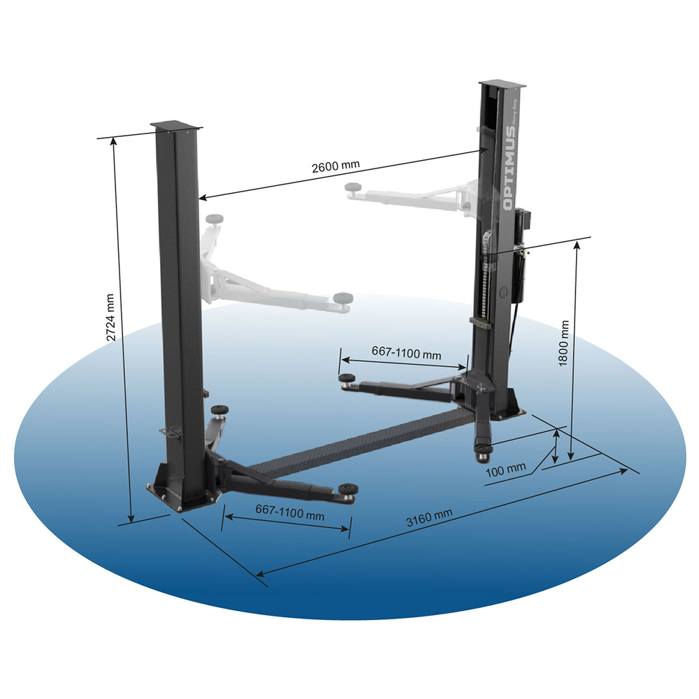 SF-OPT-4T/380 Подъемник двухстоечный с нижней синхронизацией 4 тонны, двухст. разбл., 380В