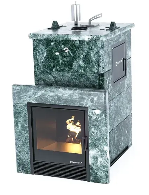 Печь для бани ИзиСтим Сочи М2 Premium в четырехс. кожухе из змеевика закр. верх (вх.с тыл.стор)