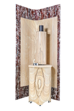 Угловой фасад для банной печи в каменной облицовке