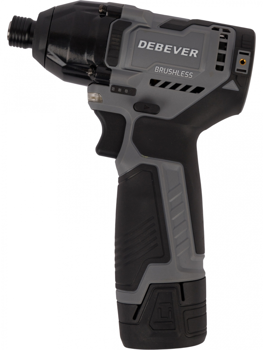 DBE-7361CKIT Винтоверт аккумуляторный DeBever бесщеточный, ударный, шестигранник 1/4", 140Nm, 12В, 1.5 Ач в наборе с аккумулятором и зарядным устройством