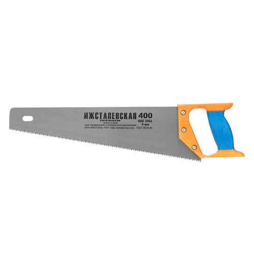 Ножовка по дереву, 400 мм, шаг зубьев 4 мм, пластиковая рукоятка