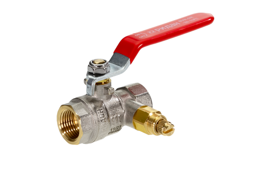 Ридан BVR-DR 065B8320RG — Кран шаровой ГОСТ59553-2021 PN40 DN40 с внутренней резьбой и спускным элементом; Т -20 °С...+110 °С; материал корпуса латунь
