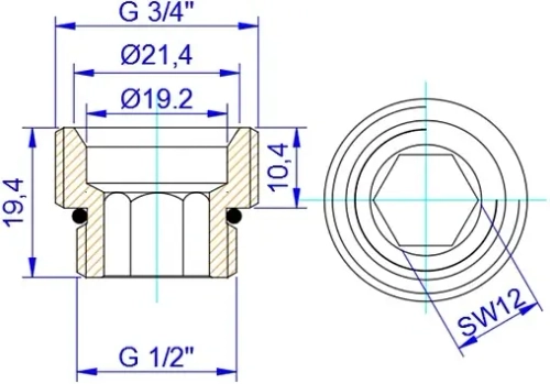 Ниппель переходной на евроконус ½"н x ¾"ек Valtec VT.AVK01.N.E04