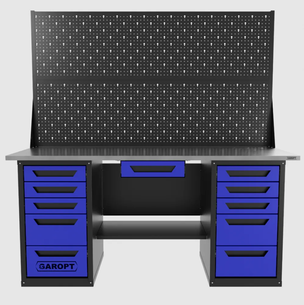 Верстак двухтумбовый 5 ящиков /5 ящиков с двумя экранами и ящиком, 1800*700 синий GAROPT, GT1800Y1Y5Y5PP2.blue