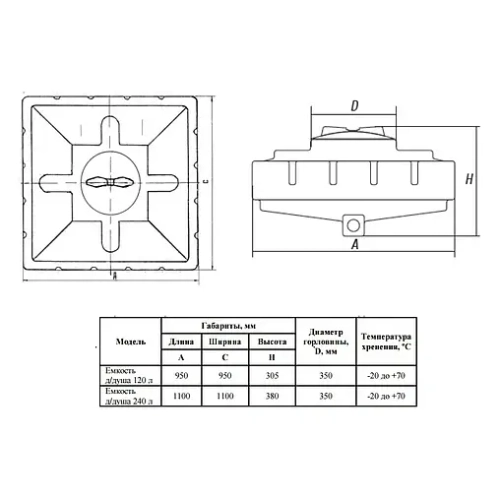 Бак для душа Aquatech черный