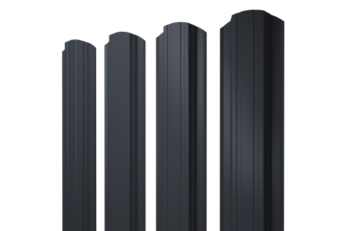 Штакетник Прямоугольный фигурный 0,5 PE RAL 7024 мокрый асфальт