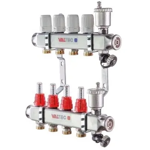 Группа коллекторная с расходомерами 4 отвода 1"в/в x ¾"ек Valtec VTc.586.EMNX.0604