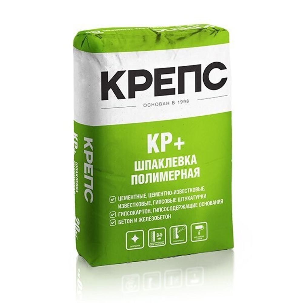 Шпаклевка полимерная КРЕПС КР Плюс финишная белая, слой до 5 мм, 20 кг, шт