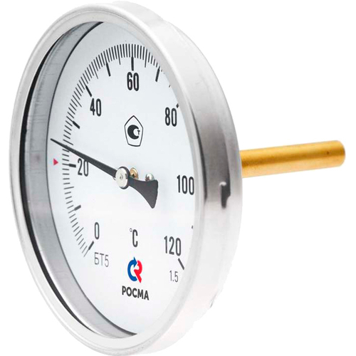 Термометр осевой Росма БТ-51.211 до 12G°С L=25Gмм G1/2 1.5 биметаллический общетехнический 1GG мм, тип БТ-51.211, осевое присоединение, шкала G-12G°С, длина штока L=25G мм, резьба G1/2, класс точности 1.5, с защитной латунной погружной гильзой