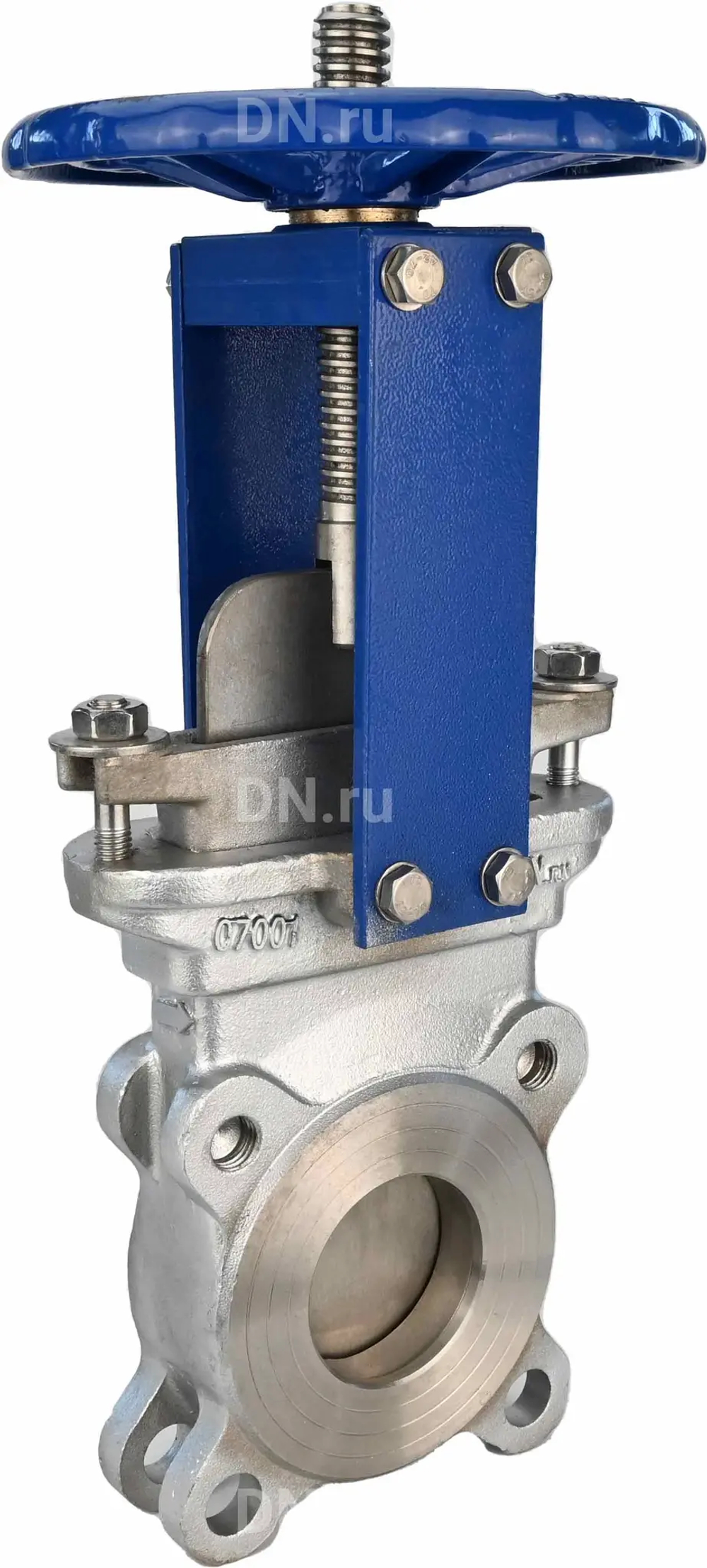 Задвижка шиберная DN.ru GVKR3232E-1W-Fb-S Ду65 Ру10 односторонняя, межфланцевая, шпиндель - выдвижной, корпус - нержавеющая сталь 316, шибер - нержавеющая сталь 316, уплотнение - EPDM, управление - штурвал