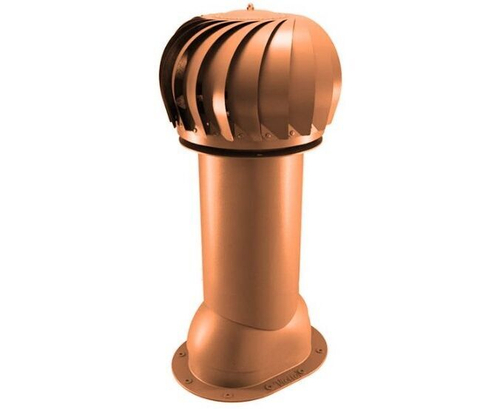 Роторная вентиляция для готовой мягкой и фальцевой кровли d150мм, h-650мм утепленная, кирпичная RAL 8004