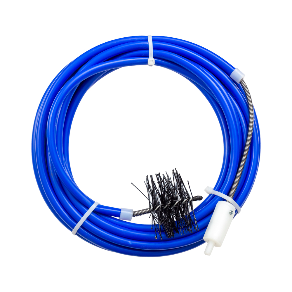 Устройство для удаления засоров в дымоходах спираль 3 в 1 в виниловой оплетке 7,6 метра