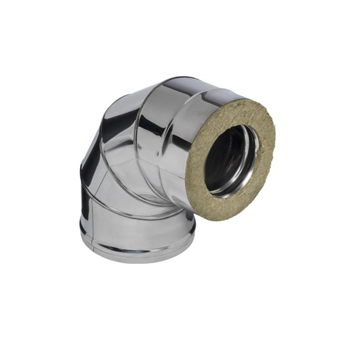 Колено Феррум утепленное угол 90° нержавеющее (430/0,5мм)/зеркальное ф130/200 по воде