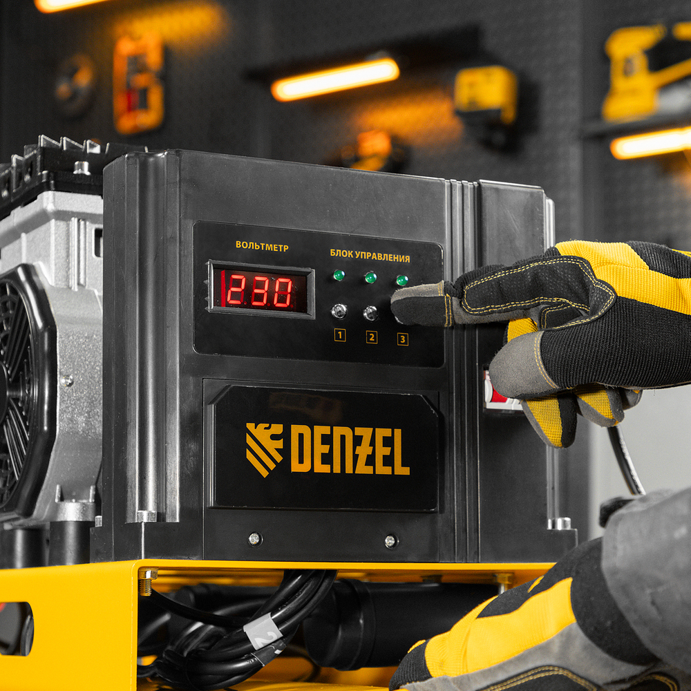 Компрессор безмасляный, малошумный DLS 3300/100, 3300 Вт,3x1100, 100 л, 570 л/мин ,блок управления Denzel