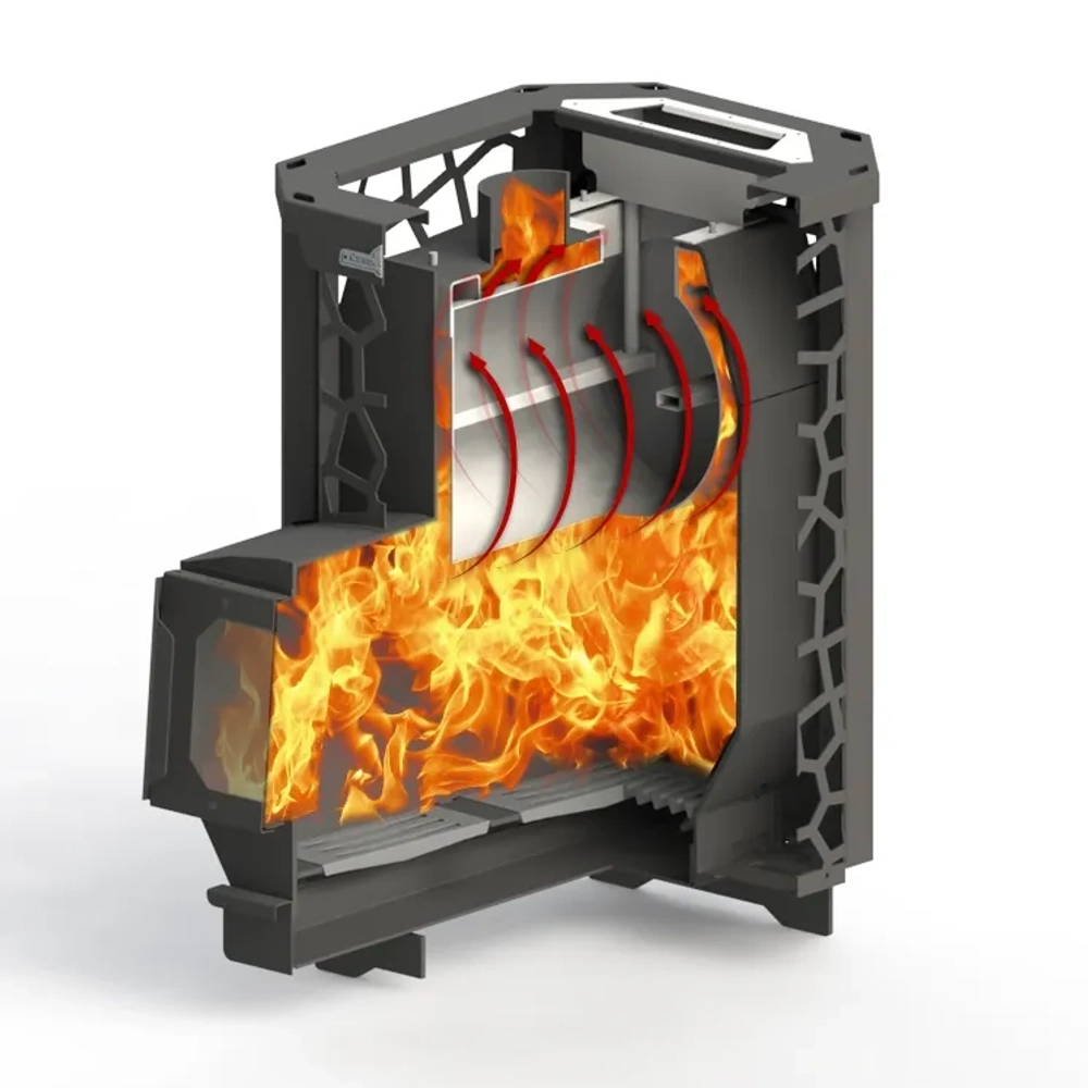 Печь для бани Сталь-Мастер HARD 30М Саванна Панорама 2025 со стеклом закр каменка дровяная