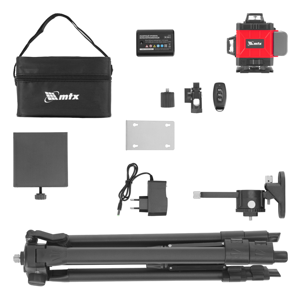 Лазерный уровень м-призм. ML 360-4 Pro SET, 30 м, акк. Li 3000 мАч, состоит из 2 частей MTX