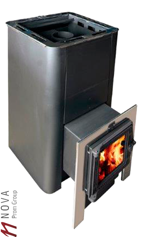 Печь для бани Термофор Олимп 18 с парогенератором и чуг.дверцей со стеклом антрацит