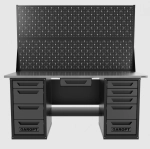 Верстак двухтумбовый 4 ящиков /5 ящиков с двумя экранами и ящиком, 1800*700 серый GAROPT, GT1800Y1Y4Y5PP2.grey