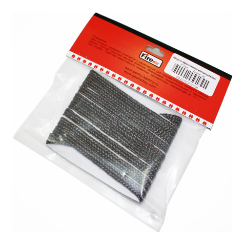 Шнур уплотнительный из керамического волокна, 8мм, L=2м, чёрный, самоклеющийся, FireWay