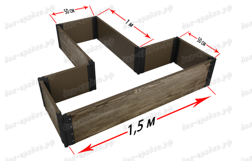 Клумба №6 из ДПК,размер (150 * 150 см) доска 22,5 см