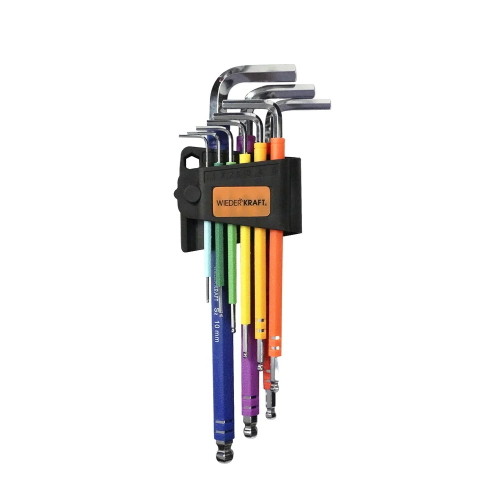 WDK-HL1510 набор шестигранных ключей с шаром экстра-длинные  1,5-10 мм, 9 шт, сталь S2